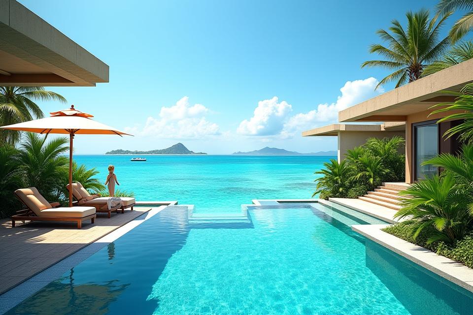 Stunning oceanfront villa with a private infinity pool overlooking turquoise waters